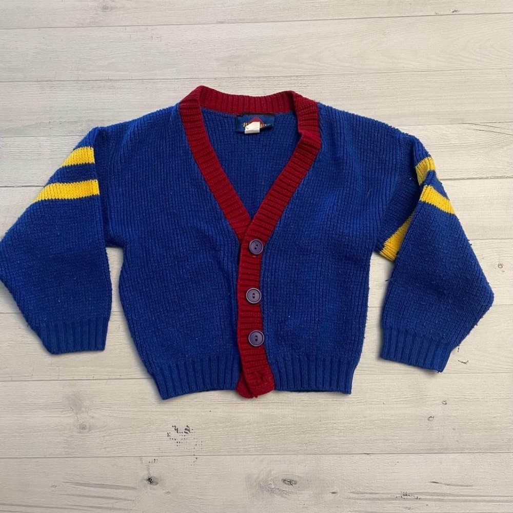 vintage boys colorblock cardigan size 4
